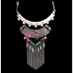 Colier  elegant Vintage Glam CG031HH Argintiu cu cristale